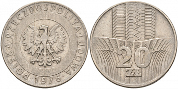 Польша 20 злотых 1976 MW KM 67 медно-никель 69-614