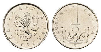 Чехия 1 крона 1996 KM 7 сталь плакированная никелем UNC 192-855
