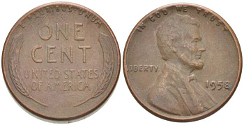 США 1 ЦЕНТ 1958 ЛИНКОЛЬН KM А132 медь цинк 218-727