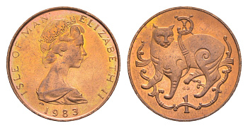 Остров Мэн 1 пенни 1983 PM, Елизавета II (1952-2022) KM 59 бронза UNC 4651-953