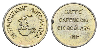 Италия жетон для выдачи напитков - кофе диаметр 22 мм, вес 5,1 гр нержавеющая сталь 4669-253
