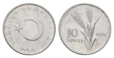 Турция 10 курушей 1976 KM 891a алюминий UNC 4655-617