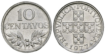 Португалия 10 сентаво 1977 KM 594 алюминий 4164-1061