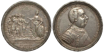 Пруссия медаль 1732 в память приглашения Фридрихом Вильгельмом I протестантов, изгнанных из Зальцбурга, диаметр 43,6 мм, вес 29,05 г Brockmann 554, Roll 13, Slg. Henckel 1361, Slg. Pniower 206 серебро 00-000-00