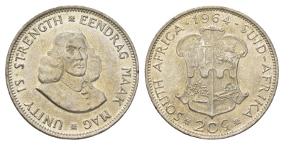 ЮАР 20 центов 1964 KM 61 серебро UNC 4622-731