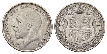 Великобритания 1/2 кроны 1927 Георг V (1910-1936), год-тип KM 830, Spink 4042 серебро 1530-1213