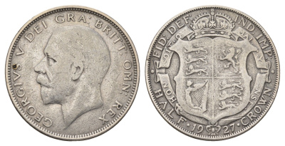 Великобритания 1/2 кроны 1927 Георг V (1910-1936), год-тип KM 830, Spink 4042 серебро 1530-1213