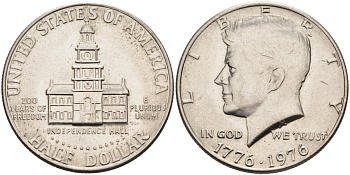 США 50 центов = 1/2 доллара 1976 200 лет независимости (1776-1976), Кеннеди KM 205 медь плакированная медно-никелем 88-1011