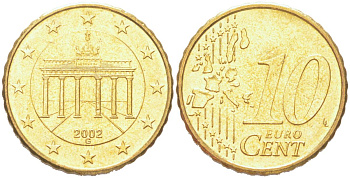 Германия 10 евроцентов 2002 G KM 210 нордик UNC 4614-744