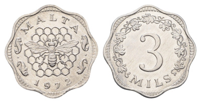 Мальта 3 миля 1972 KM 6 алюминий UNC 87-334
