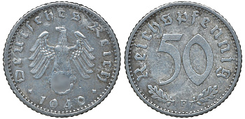 Германия 50 рейхспфеннигов 1940 F KM 96, J.372 алюминий 72-1313