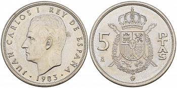 Испания 5 песет 1983 Хуан Карлос I (1975-2014) KM 823 медно-никель 4402-1235