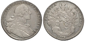 Бавария 1 талер 1759 Максимилиан III Иосиф Карл, Мадонна KM 223.2, Hahn 306, Davenport 1952 серебро 00-1067-7-54