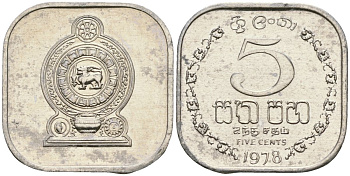 Шри-Ланка 5 центов 1978 KM 139a алюминий 4136-622