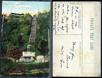 Германия private post card - приватная почтовая карточка Фуникулер на гору Роял в Монреале 2193-86