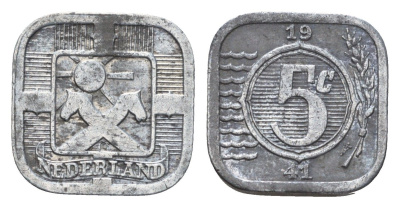 Нидерланды 5 центов 1941 Вильгельмина I (1890-1948) KM 172 цинк 4674-1048