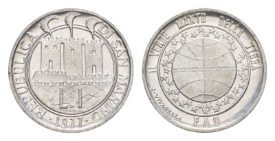 Сан-Марино 1 лира 1977 Экология KM 63 алюминий UNC 4647-214