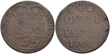 НИДЕРЛАНДЫ, ОВЕРИССЕЛ 1 ДУИТ 1765 KM 90 медь 28-416