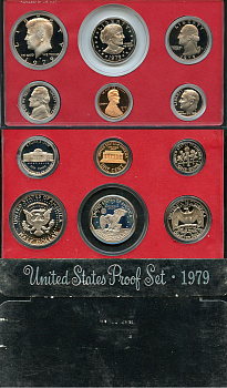 США официальный набор из 5 монет, в пластике 1979 S, Джон Кеннеди, в твердом пластике KM PS 143   PROOF  8-2-04-28
