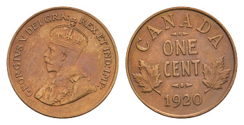 Канада 1 цент 1920 Георг V (1910-1936) KM 28 бронза 4636-117
