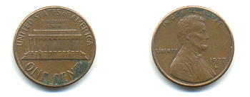 США 1 ЦЕНТ 1977 D, ЛИНКОЛЬН KM 201 медь цинк 179-336