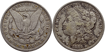 США 1 доллар 1884 Морган доллар KM 110 серебро 1515-1812