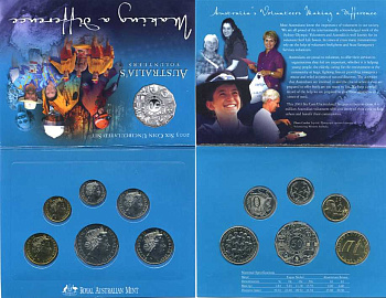 Австралия набор из 6 монет 2003 официальный набор монетного двора, волонтеры    UNC  1-6-2-15