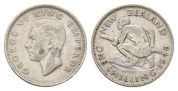 Новая Зеландия 1 шиллинг 1946 Георг VI (1936-1952), абориген KM 9 серебро 4671-522