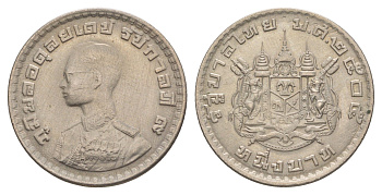 Таиланд 1 бат 1962 BE 2505, король Рама IX, молодой портрет Y 84 медно-никель 4610-343