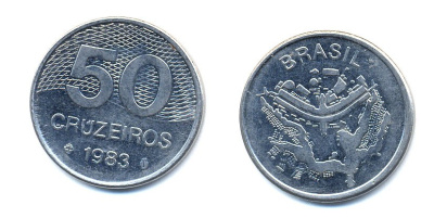 БРАЗИЛИЯ 50 КРУЙЗЕЙРО 1983 KM 594.1 сталь aUNC 51-4744