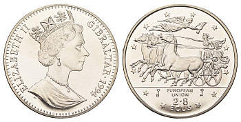 Гибралтар 2,8 экю 1994 Мифология - Крылатая Победа KM 489 медно-никель BU 11-087-35