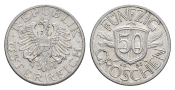 Австрия 50 грошей 1952 KM 2870 алюминий 4136-735