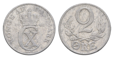 Дания 2 эре 1941 N, Кристиан X (1912-1947) KM 833 алюминий 4639-768