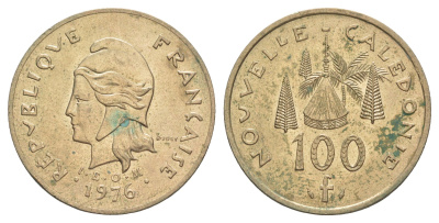 Новая Каледония 100 франков 1976 KM 15 никель бронза aUNC 4631-1127