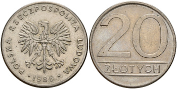 Польша 20 злотых 1985 MW Y 153.1 медно-никель 4187-631