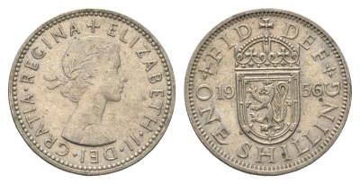 Великобритания 1 шиллинг 1953 Елизавета II (1952-2022), Шотландский герб KM 891, Spink 4140 медно-никель 4663-157