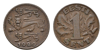 Эстония 1 сент 1929 год-тип KM 10 бронза 29-1125