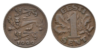 Эстония 1 сент 1929 год-тип KM 10 бронза 29-1125