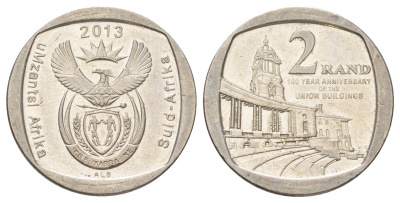 ЮАР 2 ранда 2013 100 лет Зданию Союза медь плакированная никелем 4628-335
