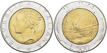 ИТАЛИЯ 500 ЛИР 1987 R KM 111 биметалл 186-236