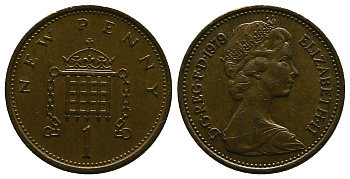 Великобритания 1 пенни 1979 Елизавета II (1952-2022) КМ 915, Spink B1 бронза 4384-745