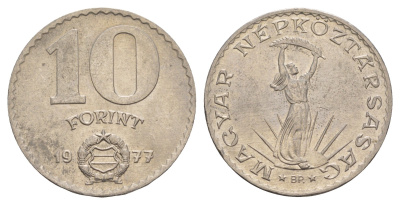 Венгрия 10 форинтов 1977 BP, статуя Свободы KM 595 никель UNC 4657-457