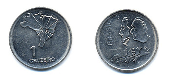 Бразилия 1 крузейро 1972 150 лет независимости KM 582 никель aUNC 51-5712
