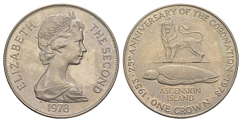 Остров Вознесения (Асенсьон) 1 крона 1978 25 лет коронации Елизаветы II KM 14 медно-никель BU 4537-911