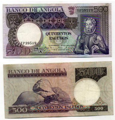АНГОЛА 500 ЭСКУДО 1973 Pick 107 бумага 6280-70-3
