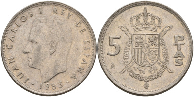 Испания 5 песет 1983 Хуан Карлос I (1975-2014) KM 823 медно-никель 4155-725