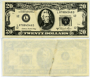 США 20 ДОЛЛАРОВ 1981 УМЕНЬШЕННАЯ КОПИЯ бумага 7218-13-3