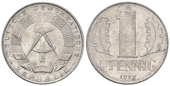 ГДР 1 пфенниг 1975 А KM 8.1 алюминий 4615-1245