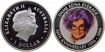 Австралия 1 доллар 2006 дамой Эдна Эвередж (1956-2006) цветная эмаль KM 849 серебро PROOF 04-268-34