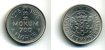 НИДЕРЛАНДЫ ЖЕТОН 1975 700 ЛЕТ АМСТЕРДАМУ никель UNC 71-1617